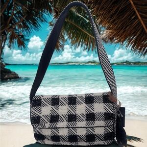 Black & White Checkered Shoulder Bag – Beachy Chic